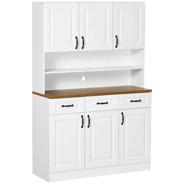HOMCOM 71 Inch Kitchen Sideboard Cabinet with 3 Drawers, 6 Doors, 2-tier Countertop, Freestanding Buffet with Hutch, White - product image 1