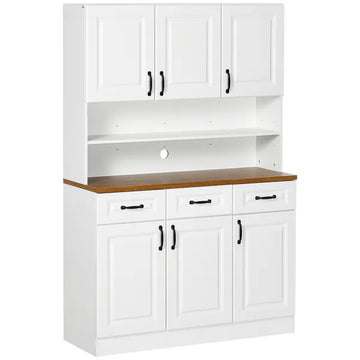 HOMCOM 71 Inch Kitchen Sideboard Cabinet with 3 Drawers, 6 Doors, 2-tier Countertop, Freestanding Buffet with Hutch, White - product image 1