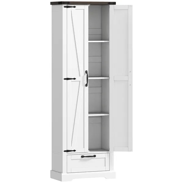 HOMCOM 71 Inch Pantry Cabinet, Kitchen Storage Cabinet with Adjustable Shelves, Barn Doors and Drawer for Dining Room, White - product image 1