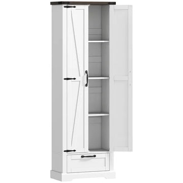 HOMCOM 71 Inch Pantry Cabinet, Kitchen Storage Cabinet with Adjustable Shelves, Barn Doors and Drawer for Dining Room, White - product image 1