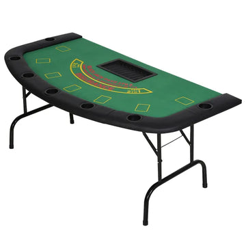 Soozier 72" Foldable Poker Table Portable Blackjack Table for 7 Players with Chip Cup Holder Green Felt - product image 1