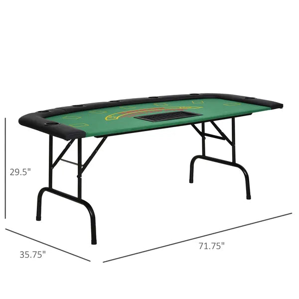 Soozier 72" Foldable Poker Table Portable Blackjack Table for 7 Players with Chip Cup Holder Green Felt - product image 3