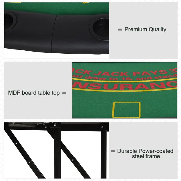 Soozier 72" Foldable Poker Table Portable Blackjack Table for 7 Players with Chip Cup Holder Green Felt - product image 6