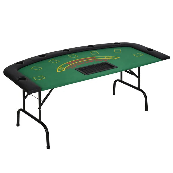 Soozier 72" Foldable Poker Table Portable Blackjack Table for 7 Players with Chip Cup Holder Green Felt - product image 11