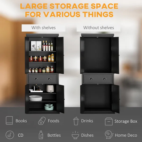 HOMCOM 72" Freestanding Kitchen Pantry Cabinet Storage with Doors Black - product image 5