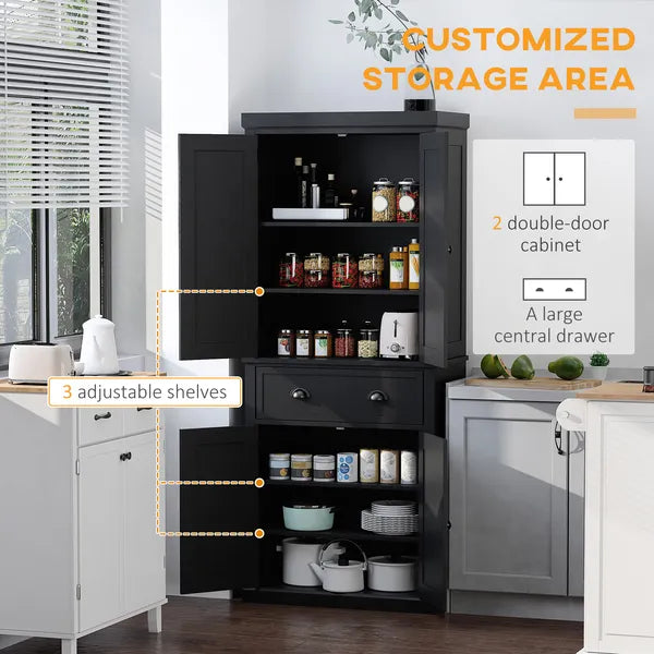HOMCOM 72" Freestanding Kitchen Pantry Cabinet Storage with Doors Black - product image 4