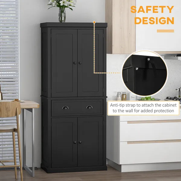 HOMCOM 72" Freestanding Kitchen Pantry Cabinet Storage with Doors Black - product image 6