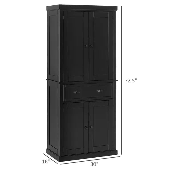 HOMCOM 72" Freestanding Kitchen Pantry Cabinet Storage with Doors Black - product image 3