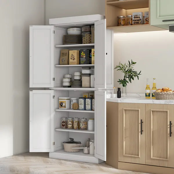 72" Kitchen Cabinet, Pantry Storage Cabinet with Doors and Shelves, Freestanding Food Pantry Cabinet, White - product image 2