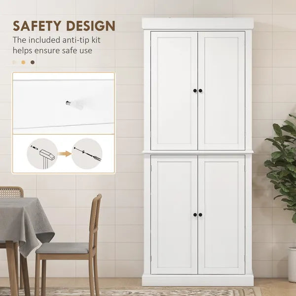 72" Kitchen Cabinet, Pantry Storage Cabinet with Doors and Shelves, Freestanding Food Pantry Cabinet, White - product image 6