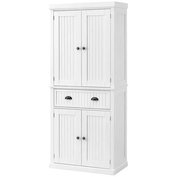 HOMCOM 72 Kitchen Pantry Cabinet Storage, Freestanding Cupboard with Drawer 4 Doors Adjustable Shelves, White - product image 1