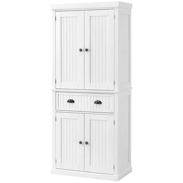 HOMCOM 72 Kitchen Pantry Cabinet Storage, Freestanding Cupboard with Drawer 4 Doors Adjustable Shelves, White - product image 1