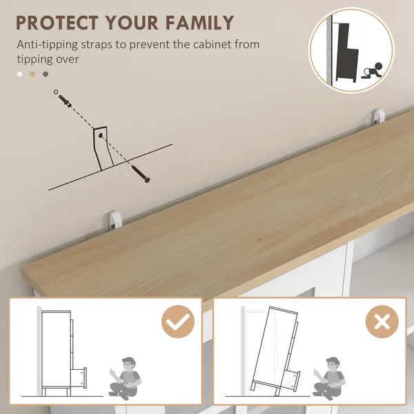 72" Kitchen Pantry Cabinet Storage, Freestanding Storage Cabinet with Hutch, Countertop, Glass Doors and Adjustable Shelves, White - product image 8