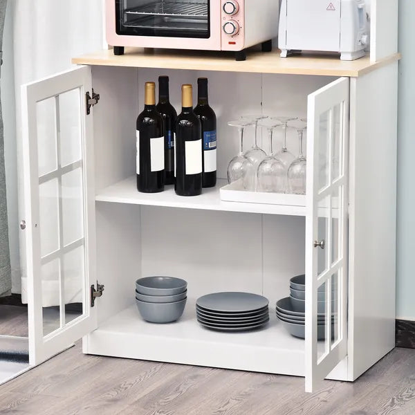 72" Kitchen Pantry Cabinet Storage, Freestanding Storage Cabinet with Hutch, Countertop, Glass Doors and Adjustable Shelves, White - product image 13