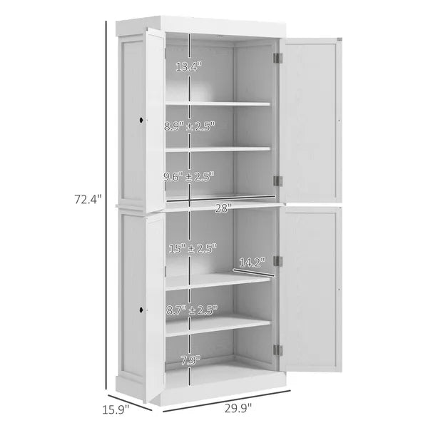 HOMCOM 72 Inch Kitchen Pantry Cabinet Storage with Doors and Shelves Elegant Kitchen Storage, White - product image 3