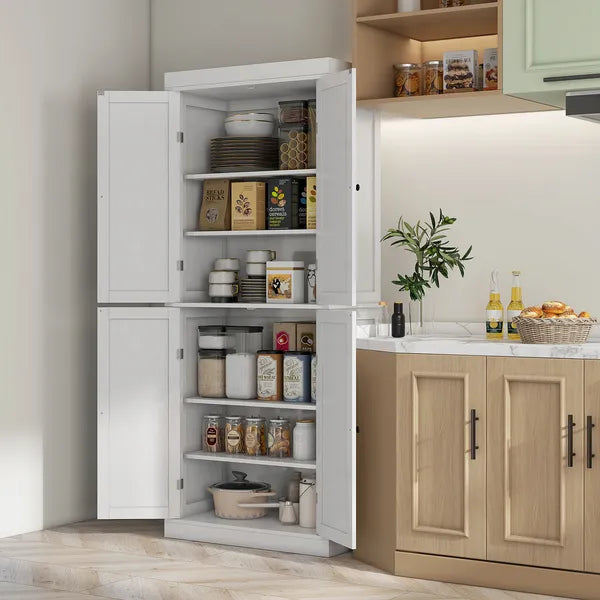 HOMCOM 72 Inch Kitchen Pantry Cabinet Storage with Doors and Shelves Elegant Kitchen Storage, White - product image 2