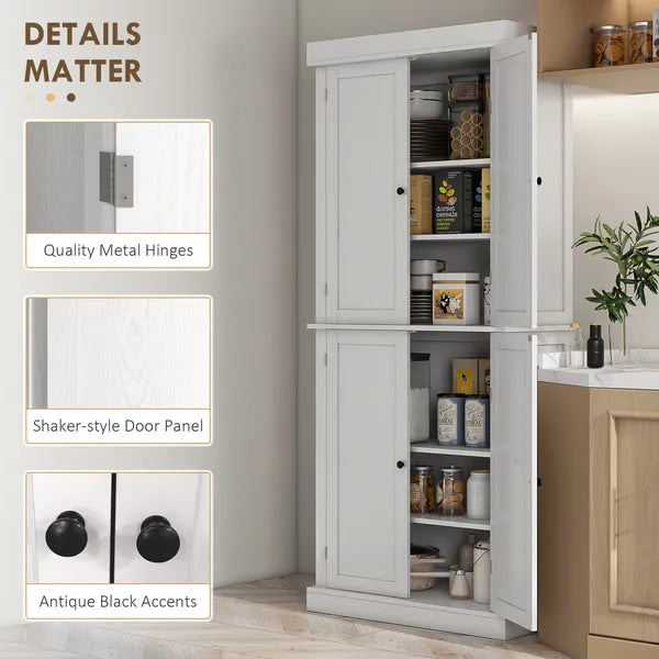 HOMCOM 72 Inch Kitchen Pantry Cabinet Storage with Doors and Shelves Elegant Kitchen Storage, White - product image 7