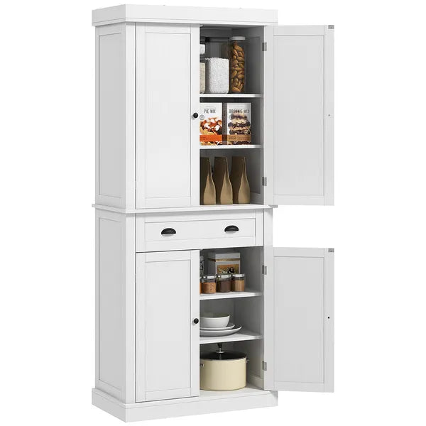 72" White Freestanding Kitchen Cabinet Pantry with Shelves, Spacious Storage Solution - product image 11