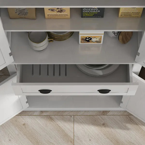 72" White Freestanding Kitchen Cabinet Pantry with Shelves, Spacious Storage Solution - product image 8