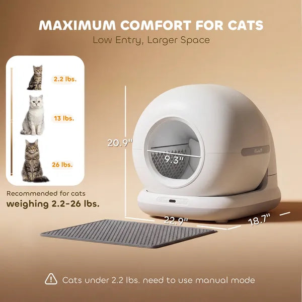 PawHut 72L Automatic Litter Box, Self Cleaning Litter Box, App Control, Odor and Noise Control, Safety Sensors, Deodorant Gel - product image 2