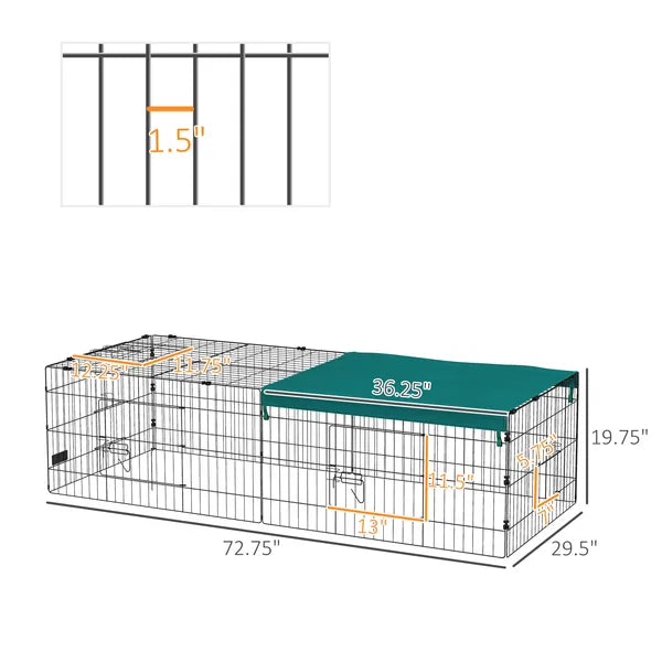 PawHut 72.8 Inch Small Animal Playpen with Roof Green and Black - product image 3