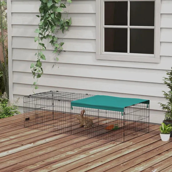 PawHut 72.8 Inch Small Animal Playpen with Roof Green and Black - product image 9