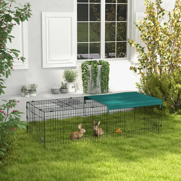 PawHut 72.8 Inch Small Animal Playpen with Roof Green and Black - product image 2