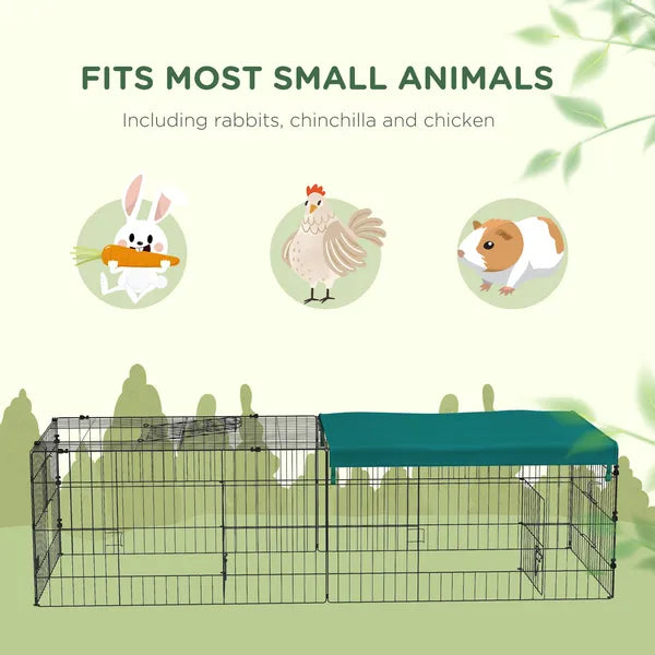 PawHut 72.8 Inch Small Animal Playpen with Roof Green and Black - product image 6