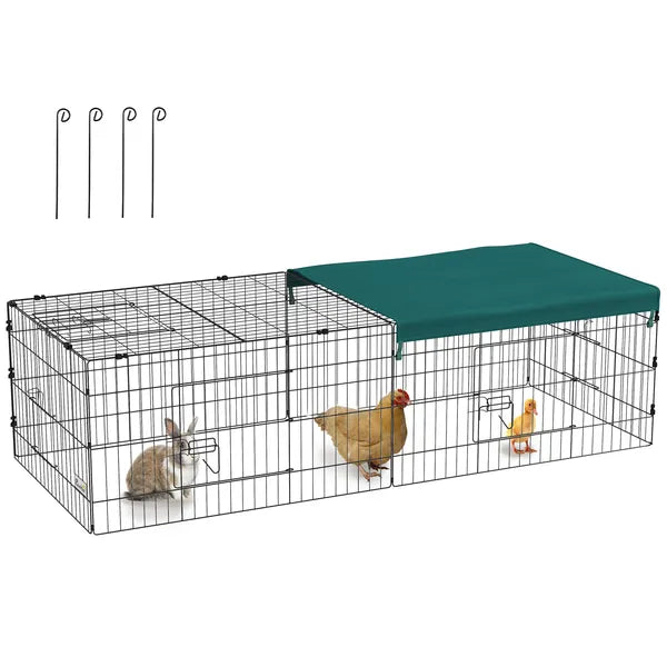 PawHut 72.8 Inch Small Animal Playpen with Roof Green and Black - product image 11