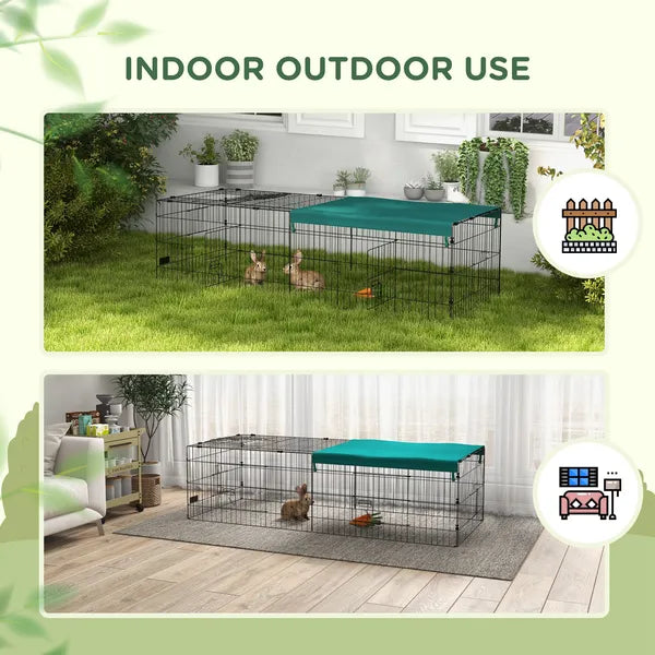 PawHut 72.8 Inch Small Animal Playpen with Roof Green and Black - product image 8