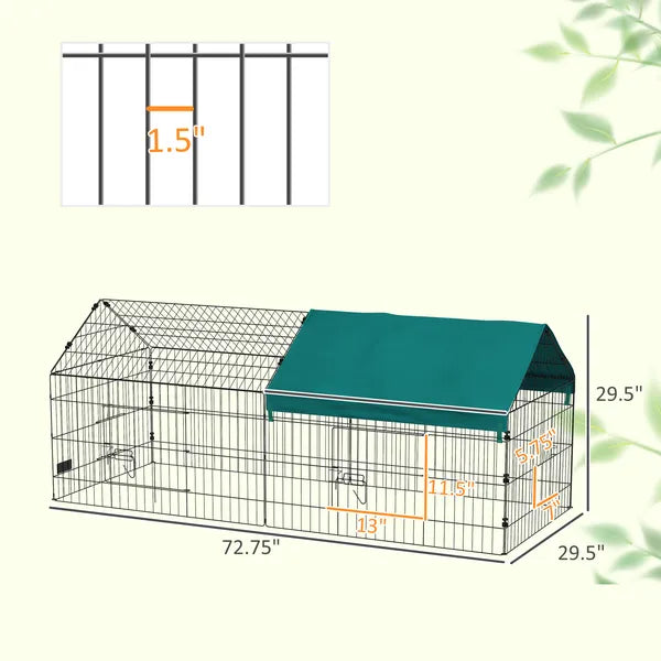 PawHut 73" Small Animal Playpen with Roof for Rabbits, Chicken, Chinchillas - product image 3
