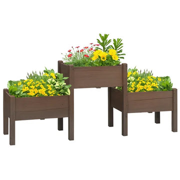 73 Inch x 18 Inch x 32 Inch 3 Tier Raised Garden Bed with Three Elevated Planter Box for Vegetables, Herb and Flowers, Coffee - product image 1