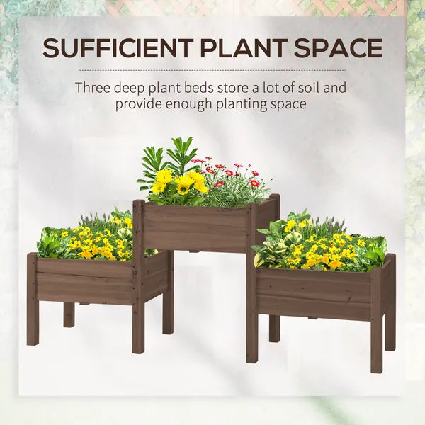 73 Inch x 18 Inch x 32 Inch 3 Tier Raised Garden Bed with Three Elevated Planter Box for Vegetables, Herb and Flowers, Coffee - product image 6