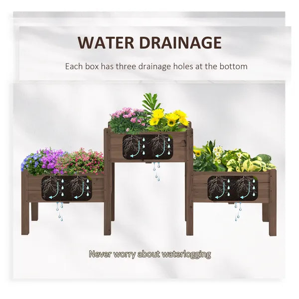 73 Inch x 18 Inch x 32 Inch 3 Tier Raised Garden Bed with Three Elevated Planter Box for Vegetables, Herb and Flowers, Coffee - product image 4