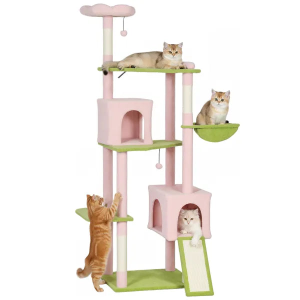 74" Flower Cat Tree, Large Cat Tower with Scratching Post and Board for Indoor Cats, Pink - product image 11