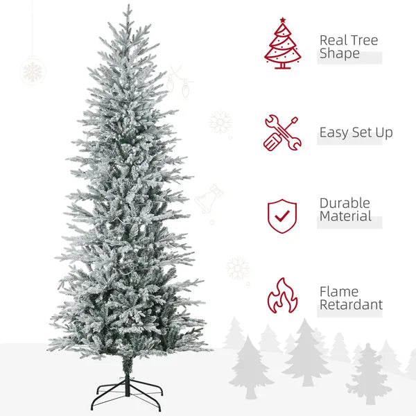 HOMCOM 7.5 ft Flocked Christmas Tree Pre Lit, with Snow Branches, Warm Yellow Clear Lights, Auto Open, Extra Bulb - product image 4