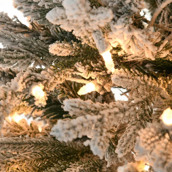 HOMCOM 7.5 ft Flocked Christmas Tree Pre Lit, with Snow Branches, Warm Yellow Clear Lights, Auto Open, Extra Bulb - product image 9