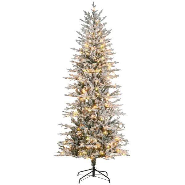 HOMCOM 7.5 ft Flocked Christmas Tree Pre Lit, with Snow Branches, Warm Yellow Clear Lights, Auto Open, Extra Bulb - product image 11