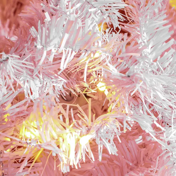 HOMCOM 7.5 ft Tall Pre Lit Christmas Tree, Flocked Artificial Tress with 500 Warm White LED Lights and 1346 Tips for Party, Pink - product image 9
