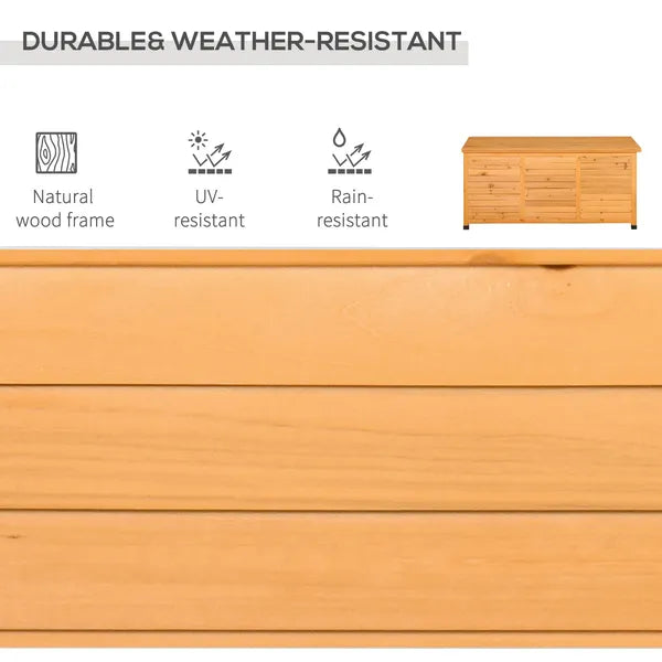 Outsunny 75 Gallon Deck Box Wooden Outdoor Storage Container Aerating Gap Weather-Resistant Yellow - product image 4