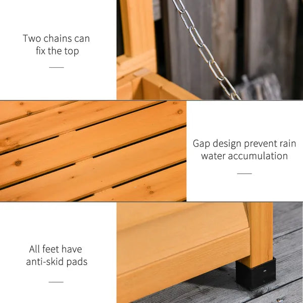 Outsunny 75 Gallon Deck Box Wooden Outdoor Storage Container Aerating Gap Weather-Resistant Yellow - product image 5