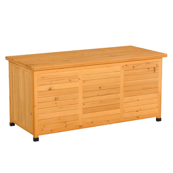 Outsunny 75 Gallon Deck Box Wooden Outdoor Storage Container Aerating Gap Weather-Resistant Yellow - product image 11