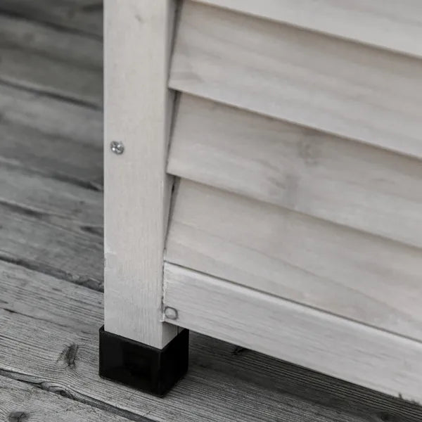 Outsunny 75 Gallon Deck Storage Box Wooden Outdoor Furniture Aerating Gap Weather-Resistant Gray - product image 8