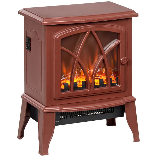 HOMCOM 750W/1500W Electric Heater Fireplace, Inserts Electric Wood Fireplace Stove with Realistic Flames and Overheating Protection, Red - product image 11