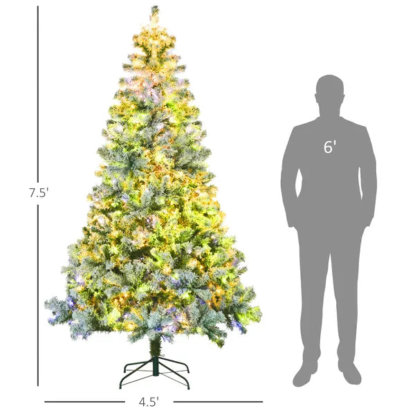 7.5ft Artificial Snow Christmas Tree with Frosted Branches LED Lights Steel Base for Festive Home Decor - product image 3