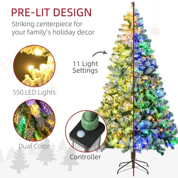 7.5ft Artificial Snow Christmas Tree with Frosted Branches LED Lights Steel Base for Festive Home Decor - product image 4
