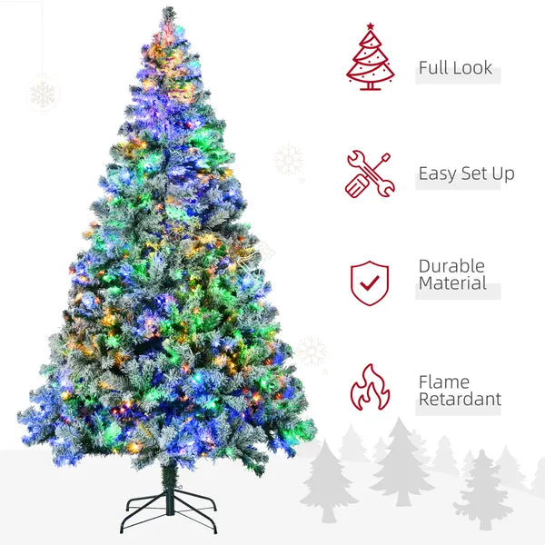 7.5ft Artificial Snow Christmas Tree with Frosted Branches LED Lights Steel Base for Festive Home Decor - product image 5
