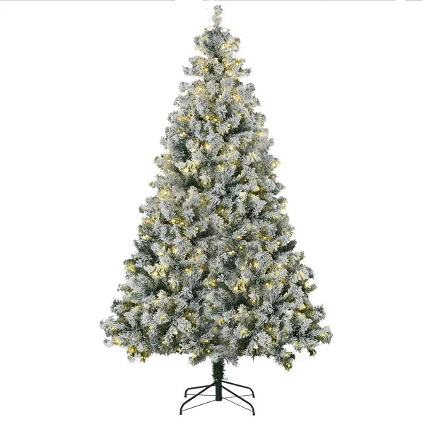 7.5ft Artificial Snow Christmas Tree with Frosted Branches LED Lights Steel Base for Festive Home Decor - product image 11