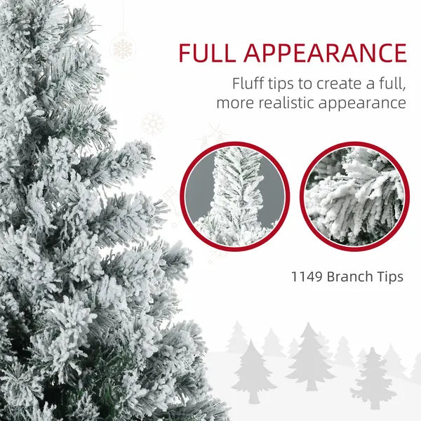 7.5ft Artificial Snow Christmas Tree with Frosted Branches LED Lights Steel Base for Festive Home Decor - product image 6