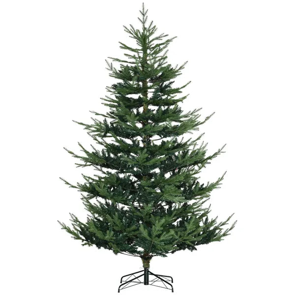 HOMCOM 7.5 Ft Christmas Tree, Pencil Christmas Tree with 1218 Realistic Branches, Steel Base, Auto Open, Green - product image 1